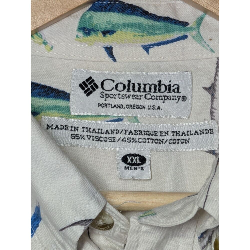 Vintage Columbia Sportswear XXL Fish Print Fishing Shirt Short Sleeve Y2K - Picture 4 of 8